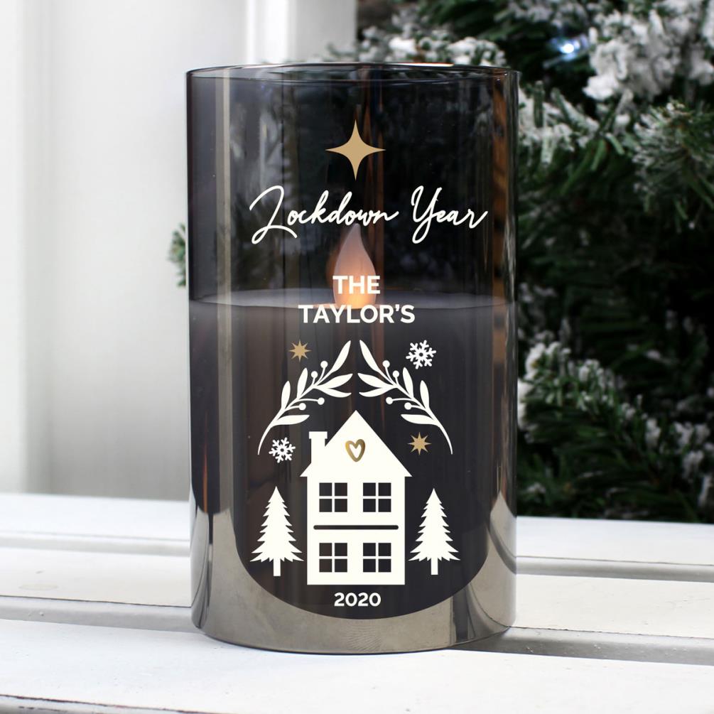 Personalised Christmas Smoked Glass LED Candle Extra Image 2